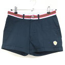 【美品】ラッセルノ ショートパンツ ネイビー×ライトブルー ウエスト細ボーダー ルチャマスク レディース 1(M) ゴルフウェア RUSSELUNO"