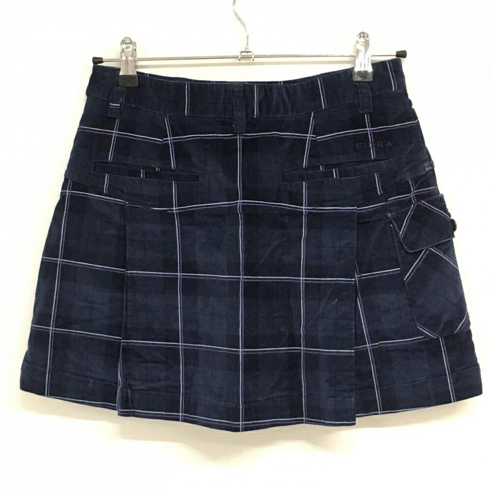 フィドラ スカート ネイビー×パープル チェック 微起毛 レディース S ゴルフウェア FIDRA