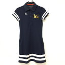 ★特価30%OFF★ルコック 半袖ポロワンピース ネイビー×白 袖裾ボーダー レディース M ゴルフウェア le coq sportif