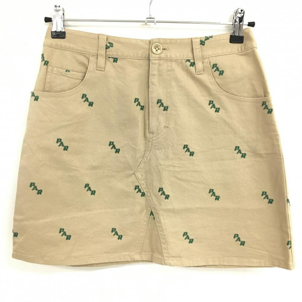 ビームスゴルフ スカート ライトブラウン×グリーン 刺しゅう総柄 レディース S ゴルフウェア BEAMS GOLF