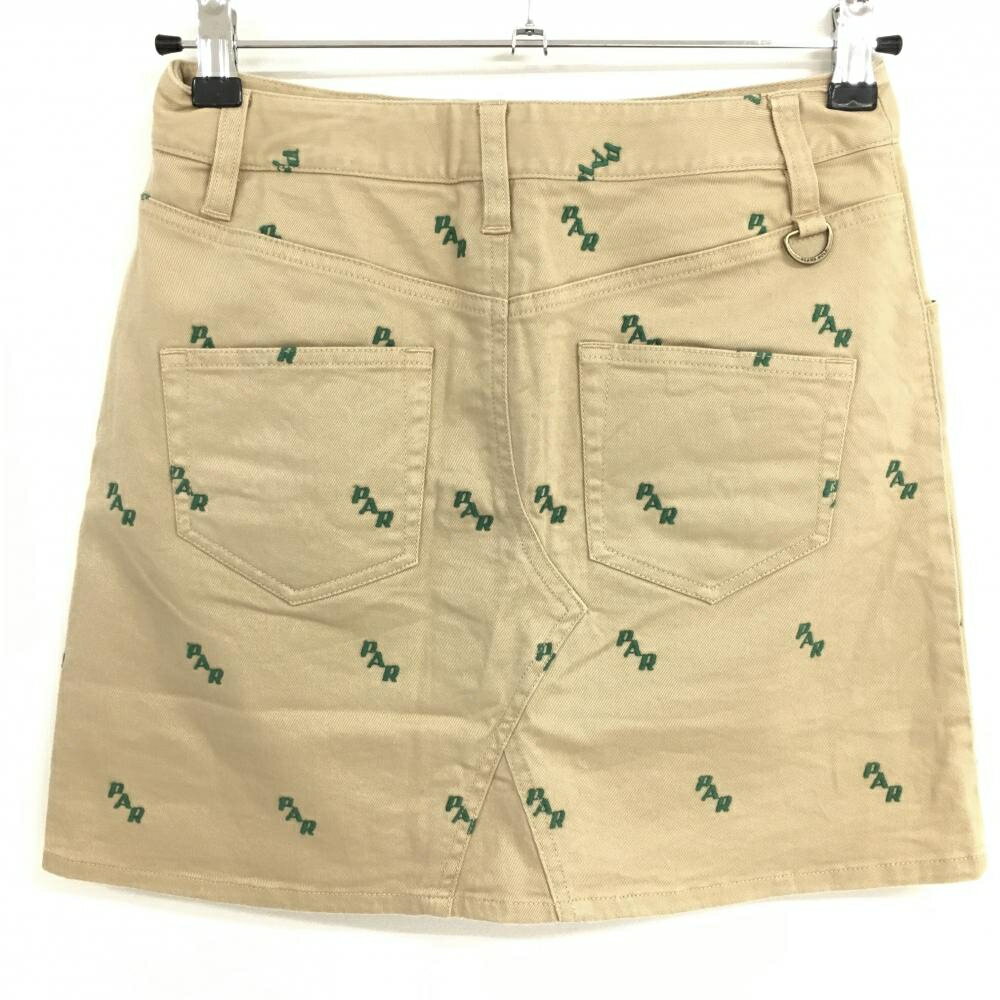 ビームスゴルフ スカート ライトブラウン×グリーン 刺しゅう総柄 レディース S ゴルフウェア BEAMS GOLF