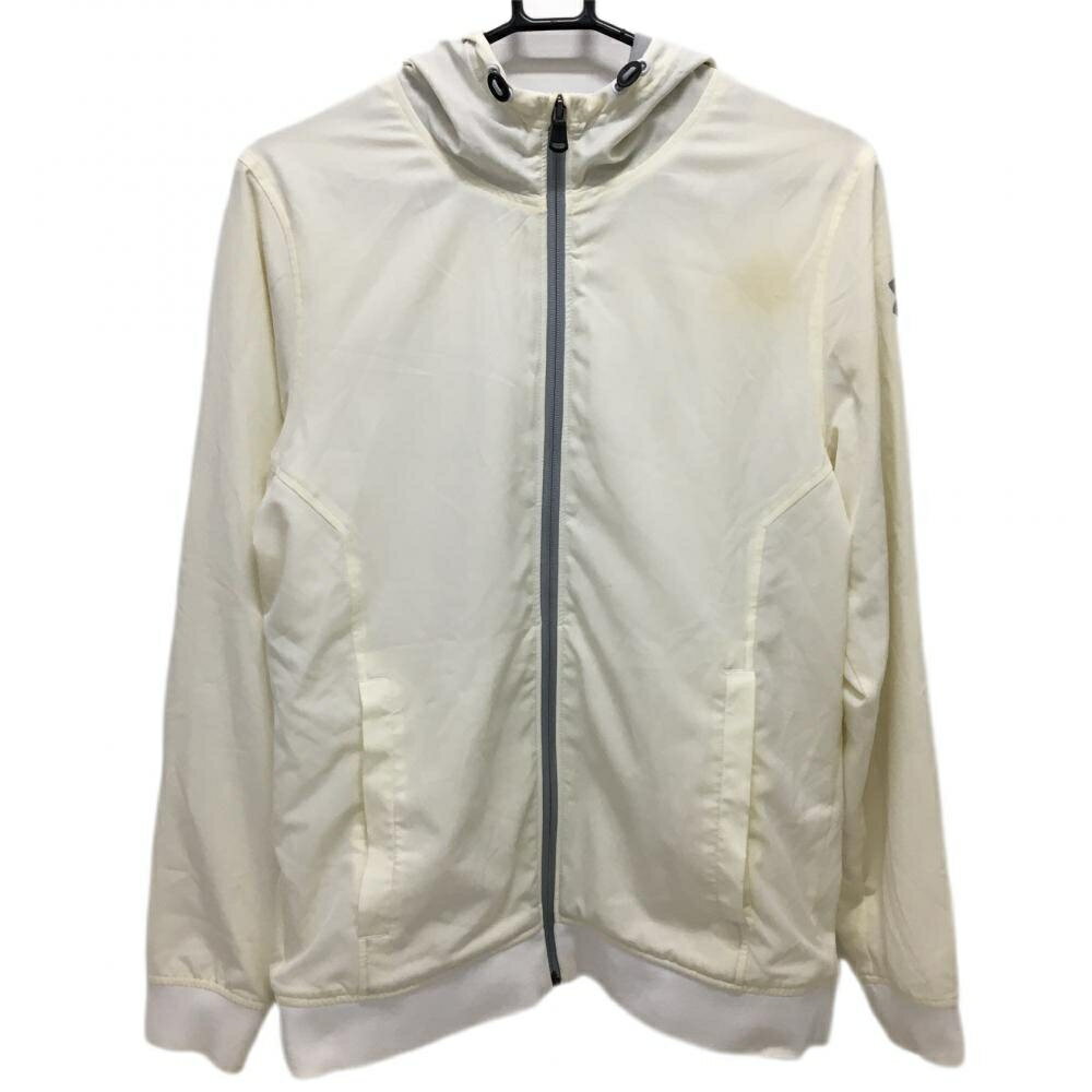 ★特価80%OFF★アンダーアーマー ジャケットブルゾン アイボリー×グレー 袖ロゴ 裏地微起毛 メンズ LG/G/G ゴルフウェア UNDER ARMOUR