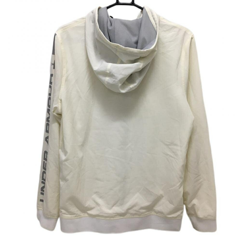 アンダーアーマー ジャケットブルゾン アイボリー×グレー 袖ロゴ 裏地微起毛 メンズ LG/G/G ゴルフウェア UNDER ARMOUR 2