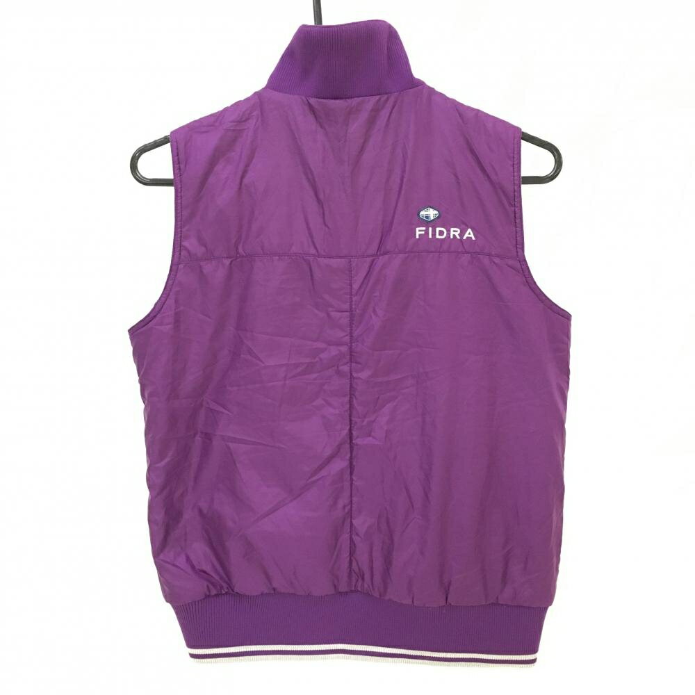 【美品】フィドラ 中綿リバーシブルベスト パープル×グレー 無地×総柄 レディース M/M ゴルフウェア FIDRA