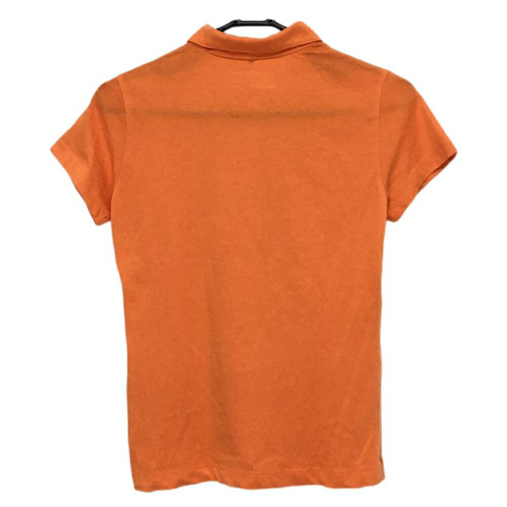 【超美品】ナイキ 半袖ポロシャツ オレンジ×白 ステッチ コットン混 レディース L ゴルフウェア NIKE