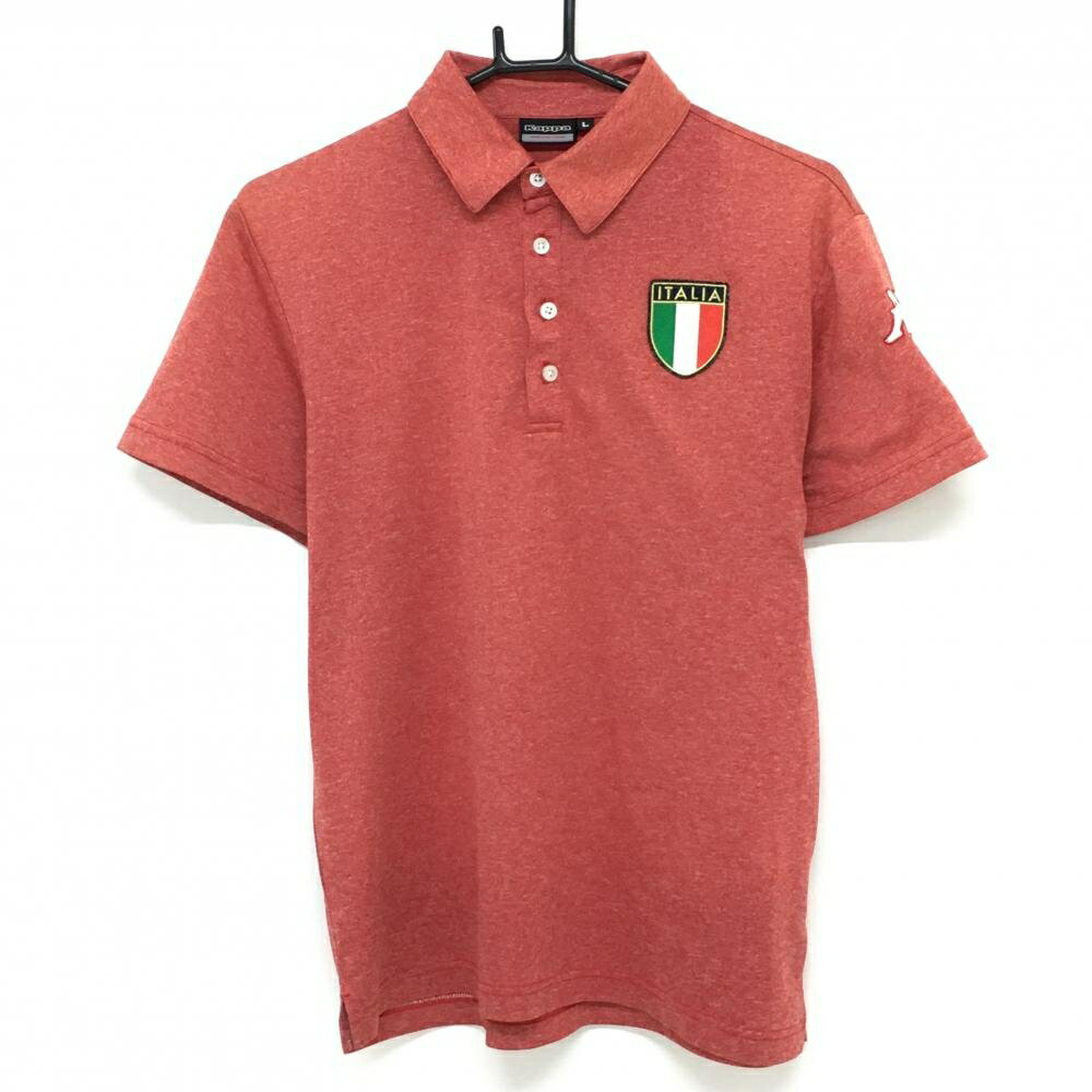 ★特価★【美品】カッパ 半袖ポロシャツ 杢レッド ワッペンロゴ メンズ L ゴルフウェア Kappa