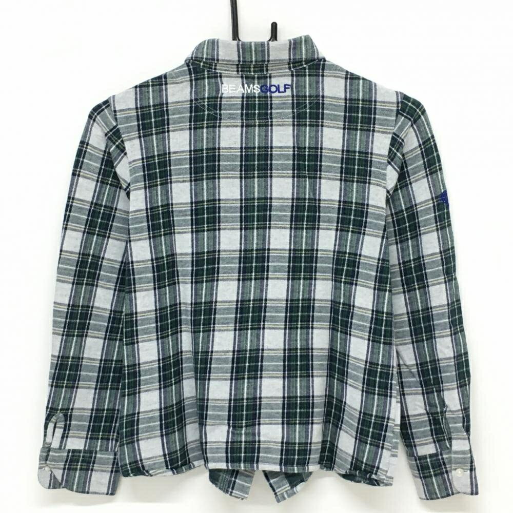 【美品】ビームスゴルフ 長袖シャツ グリーン×白×イエロー チェック レディース M ゴルフウェア BEAMS GOLF