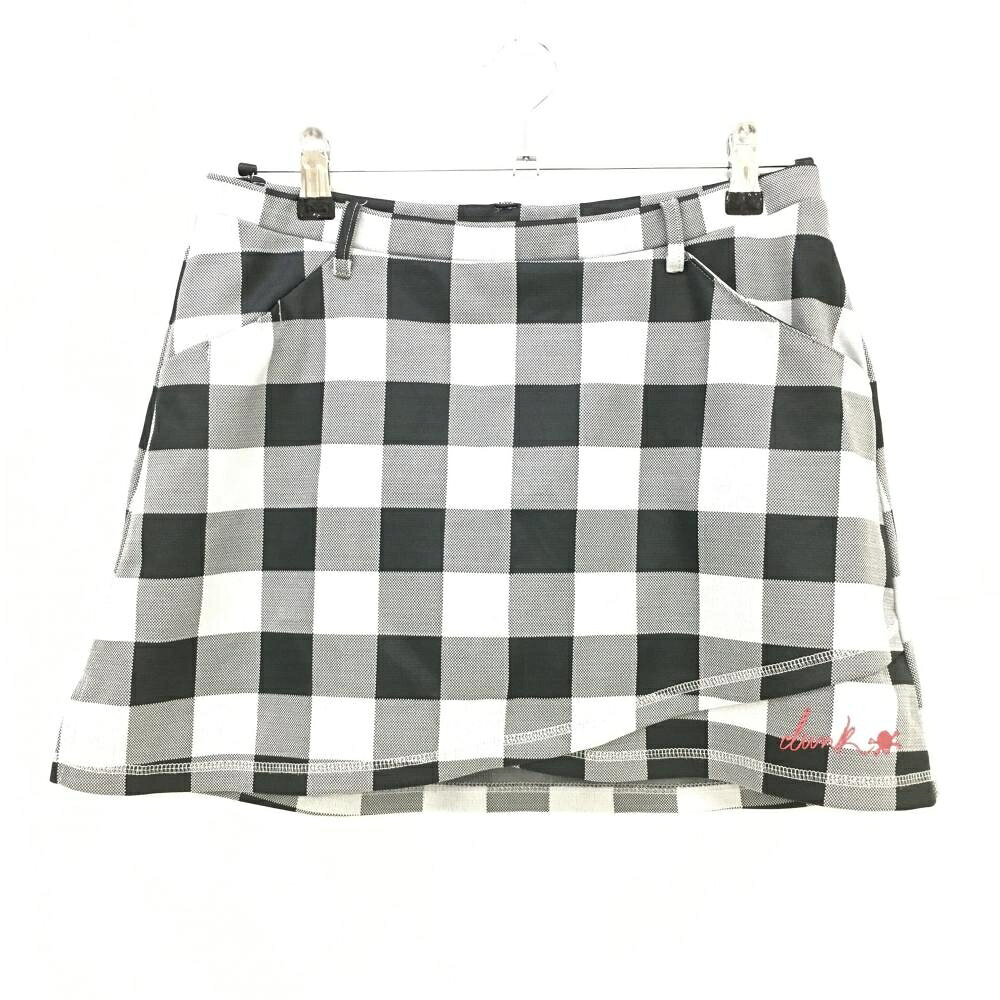【超美品】クランク スカート グレー×黒 チェック 内側インナーパンツ レディース L ゴルフウェア CLUNK