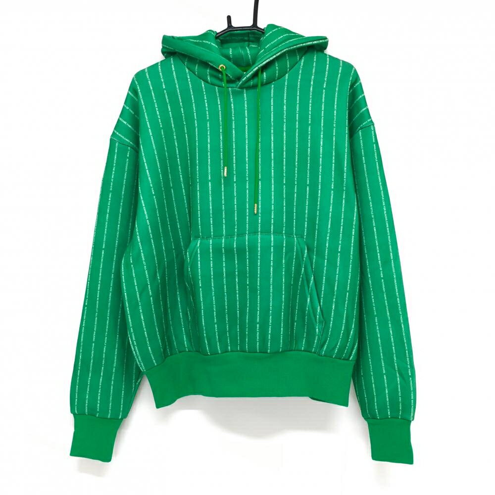 ★特価80%OFF★【新品】ノエルレシール パーカー グリーン×白 英字ストライプ 裏起毛 メンズ 2(M) ゴルフウェア NOEL REUSSIR