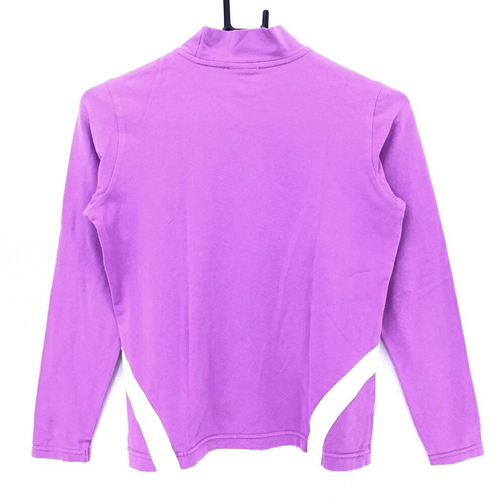 フィドラ 長袖ハイネックシャツ パープル×白 袖プリント レディース S/P ゴルフウェア FIDRA