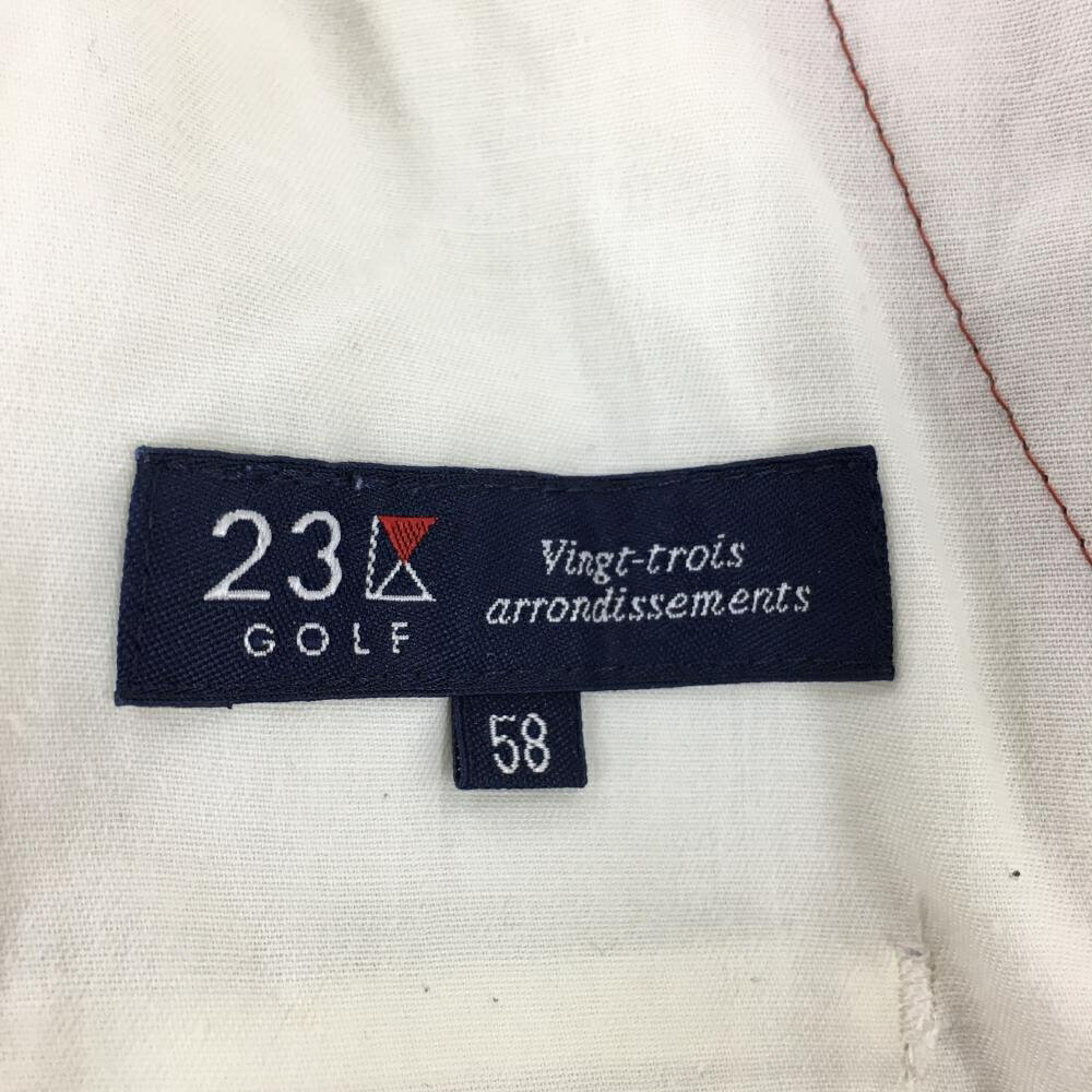 【美品】23区ゴルフ パンツ レッド×ピンク 総柄 金具はげ レディース 58 ゴルフウェア 23区