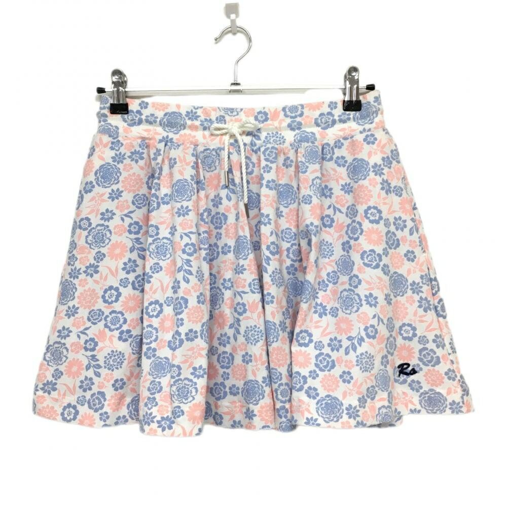 【新品】ロサーセン スカート 白×ピンク 花柄 裏メッシュ ウエストゴム レディース M ゴルフウェア Ros..