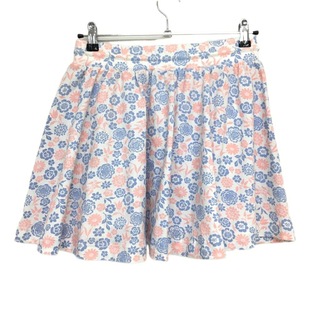 【新品】ロサーセン スカート 白×ピンク 花柄 裏メッシュ ウエストゴム レディース M ゴルフウェア Rosasen