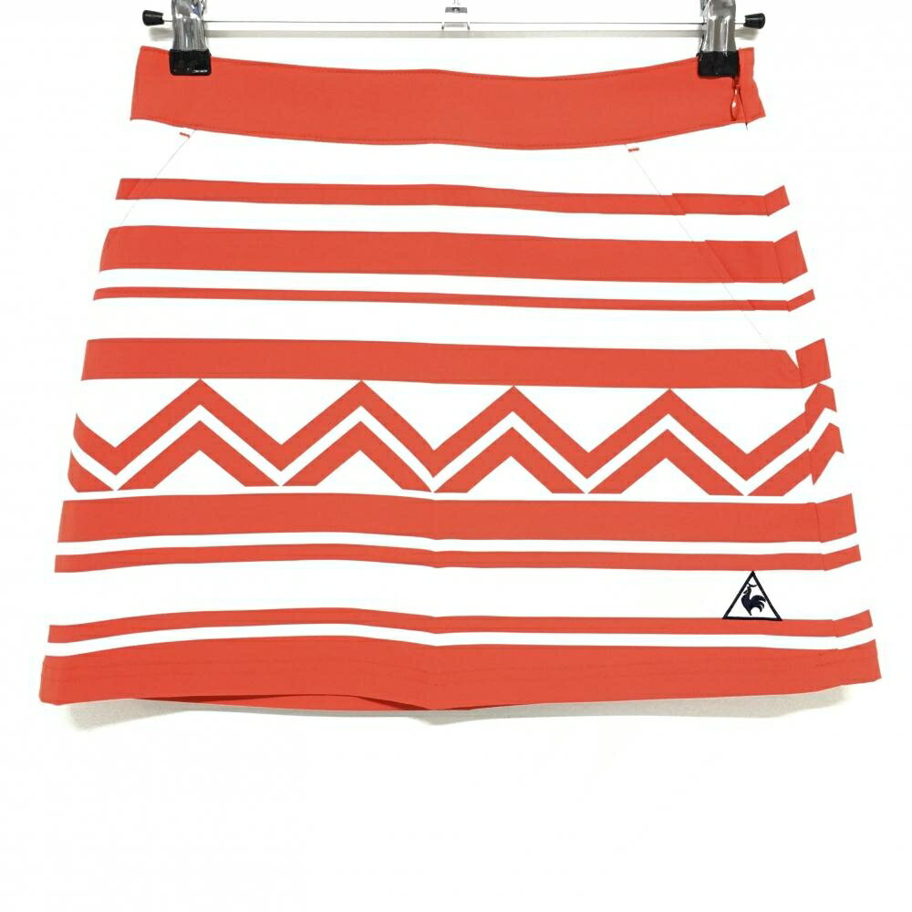 【新品】ルコック スカート オレンジ×白 ボーダー風 ストレッチ レディース 7 ゴルフウェア le coq spo..