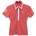 ★特価★【美品】プーマ 半袖ポロシャツ レッド×白 ドット レディース S ゴルフウェア PUMA