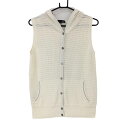 【美品】23区スポーツ フード付ベスト アイボリー 透かし編み ボタン開閉 レディース I(M) ゴルフウェア 23区