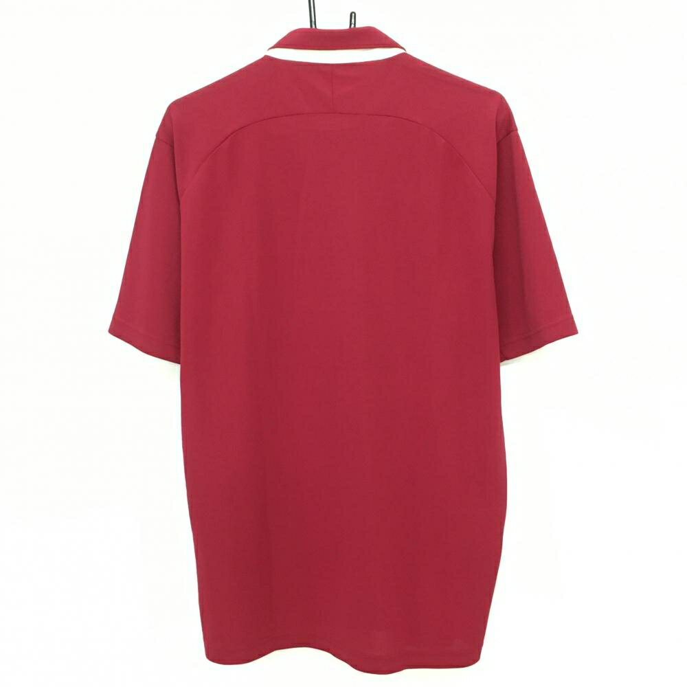 【美品】ミズノ 半袖ポロシャツ ボルドー×白 織生地 胸ポケット ロゴ刺しゅう メンズ LL ゴルフウェア MIZUNO