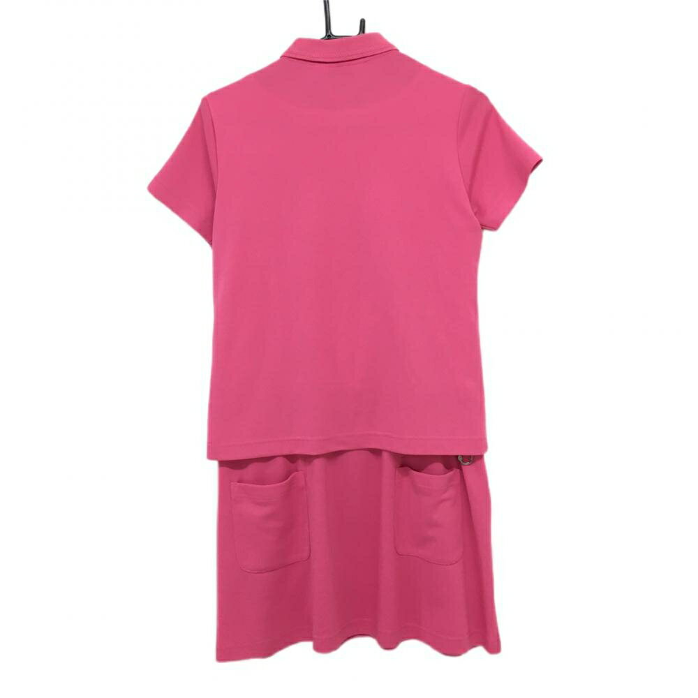 マンシングウェア ワンピース ピンク×白 ドット柄 セパレート風 レディース M ゴルフウェア Munsingwear