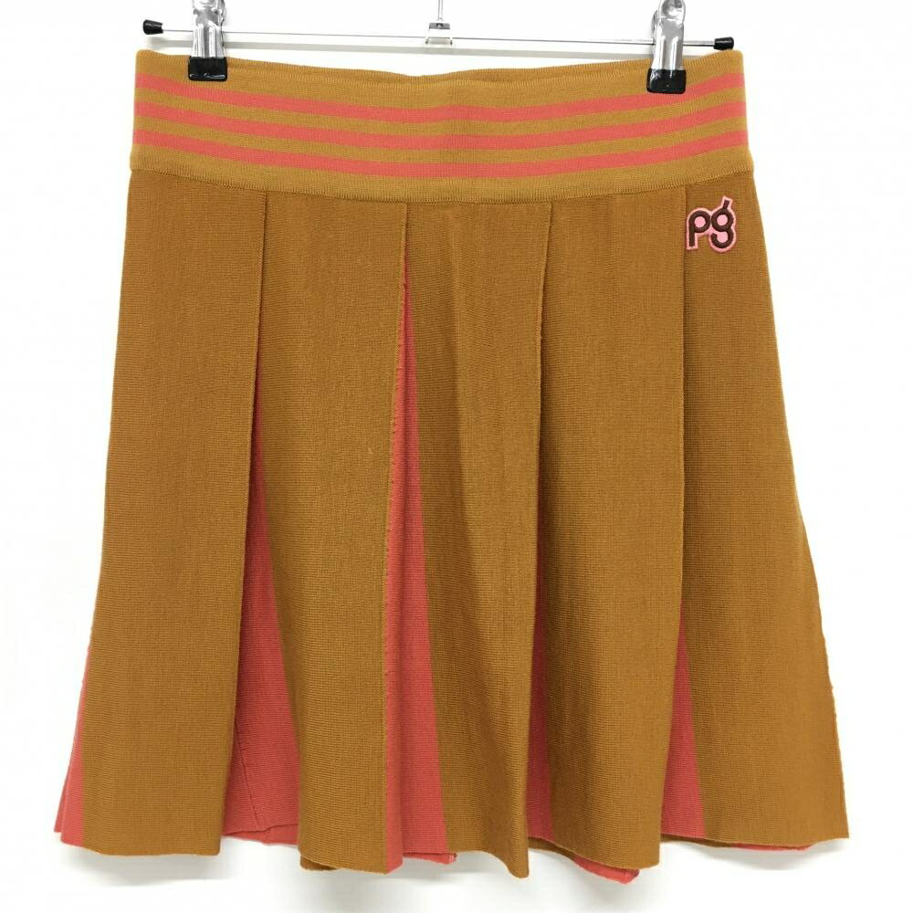 【超美品】パーリーゲイツ ニットスカート ブラウン×ピンク プリーツ ウール100％ レディース 1(M) ゴ..