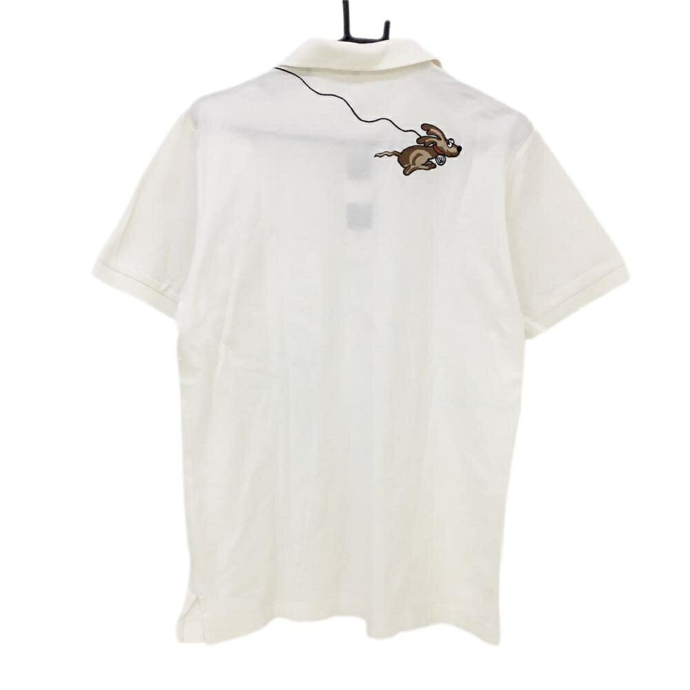 MUスポーツ 半袖ポロシャツ 白 胸ポケット 前立てボーダー レディース 42 ゴルフウェア M・U SPORTS