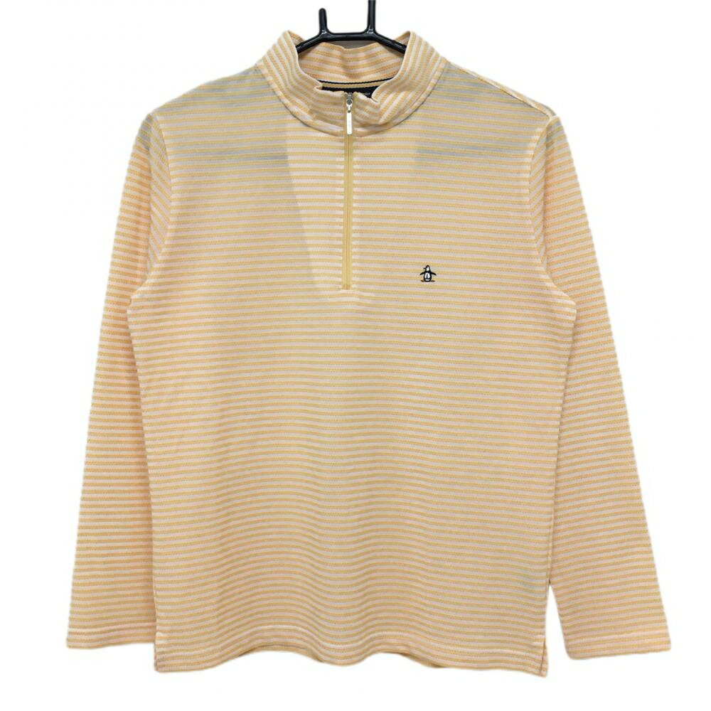 Le Coq - 【超美品】ルコック 長袖ハイネックシャツ オレンジ×白 ボーダー柄 ハーフジップ レディース M ゴルフウェア le coq sportif