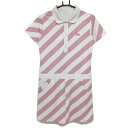 ★特価★キスオンザグリーン 半袖ポロワンピース ピンク×白 斜めボーダー レディース 2(M) ゴルフウェア kiss on the green