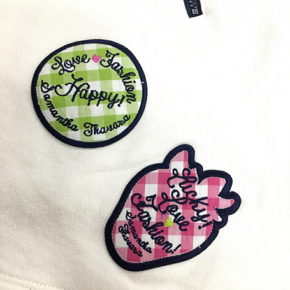 サマンサタバサ　スカート UNDER25 白×ネイビー スウェット生地 ワッペン バックファスナー レディース M ゴルフウェア Samantha Thavasa