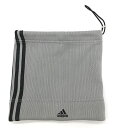 ★特価35%OFF★【超美品】アディダス ネックウォーマー グレー×黒 3ライン 裏起毛 ゴルフウェア adidas