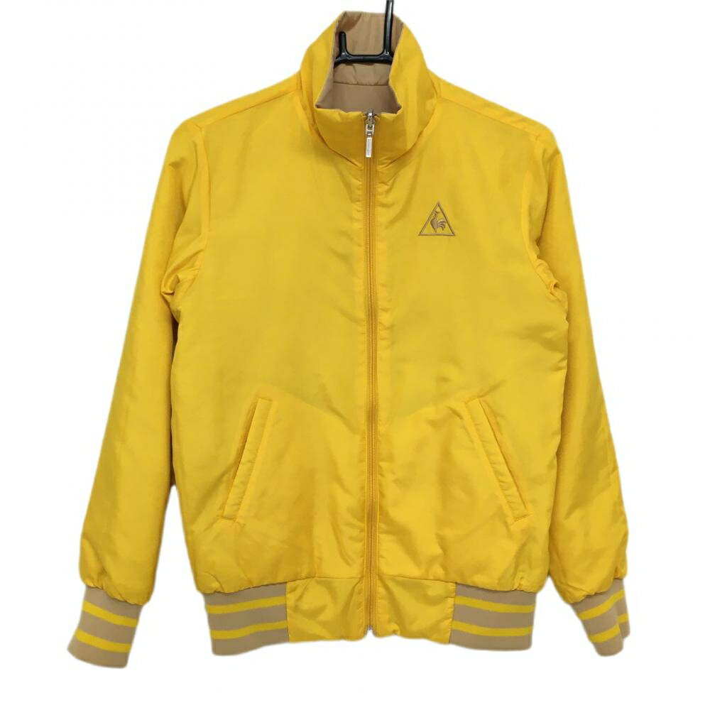 【当店ポイント5倍！4月1日限り！】★特価★【超美品】ルコック リバーシブル中綿ジャケット イエロー×ベージュ 表地模様 レディース M ゴルフウェア le coq sportif