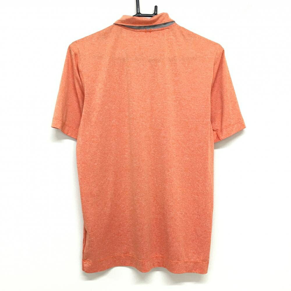 【美品】ナイキ 半袖ポロシャツ オレンジ×グレー 地模様 ロゴプリント DRI-FIT メンズ S ゴルフウェア NIKE