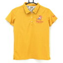 ★特価★【超美品】パラディーゾ 半袖ポロシャツ オレンジ×ピンク 格子柄 ロゴ刺しゅう 総柄 レディース M ゴルフウェア Paradiso