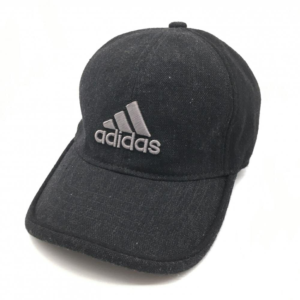 ★特価15%OFF★アディダス キャップ 黒 立体ロゴ刺しゅう ウール混 フリー(57-59cm) ゴルフウェア adidas