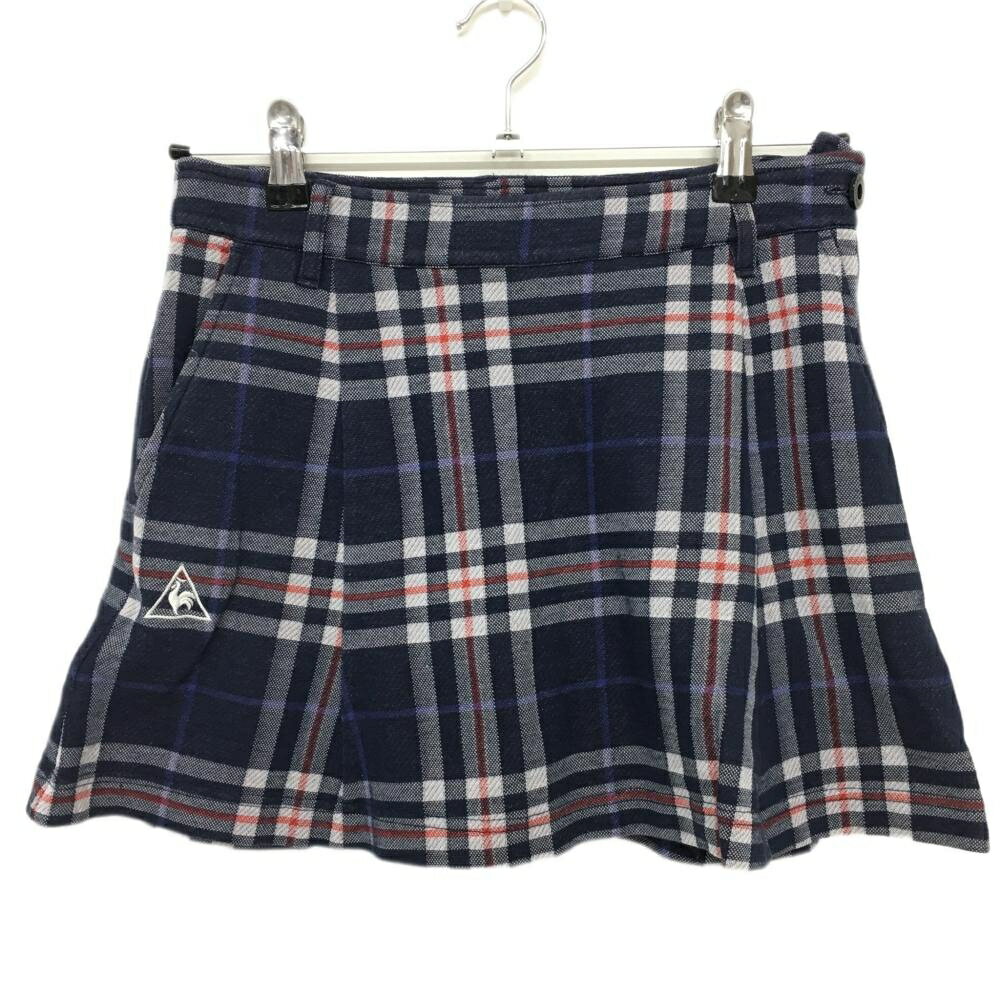 Le Coq - 【美品】ルコック スカート ネイビー×白 チェック柄 総柄 レディース 7 ゴルフウェア le coq sportif