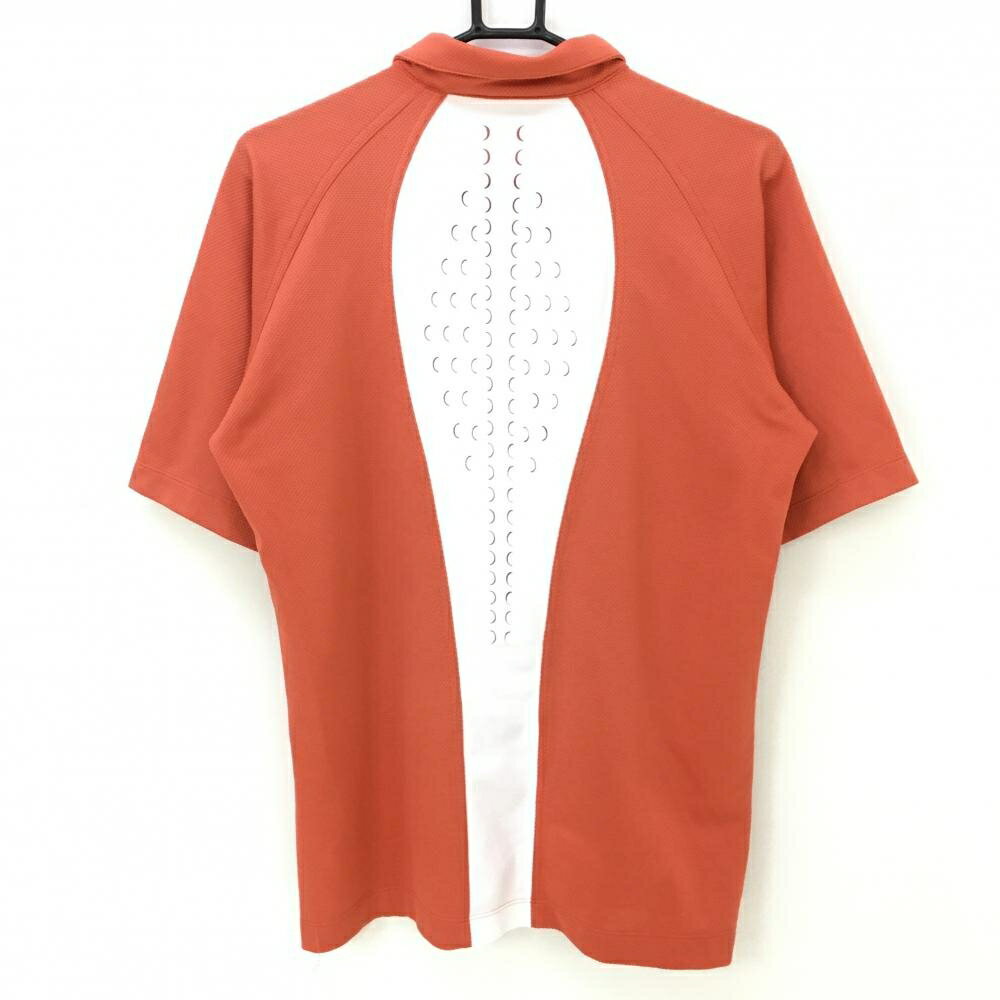 【美品】ナイキ 半袖ポロシャツ オレンジ 織生地 ロゴ刺しゅう メンズ L/G/G ゴルフウェア NIKE