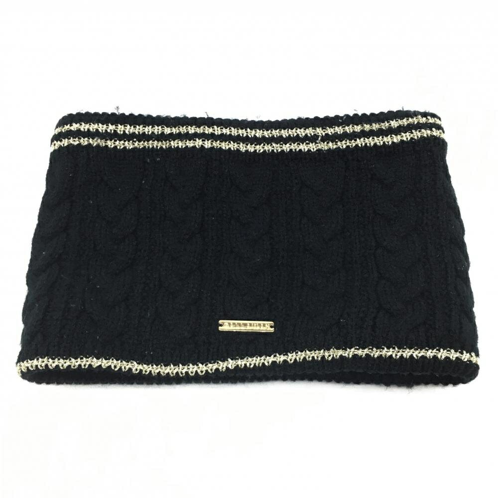 ★特価80%OFF★キャロウェイ ニットネックウォーマー 黒×ゴールド ケーブル編み ラメ糸 裏ボア FR ゴルフウェア Callaway