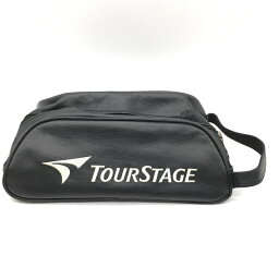 ★特価15%OFF★ツアーステージ シューズケース 黒×白 ロゴ刺しゅうゴルフ TOURSTAGE