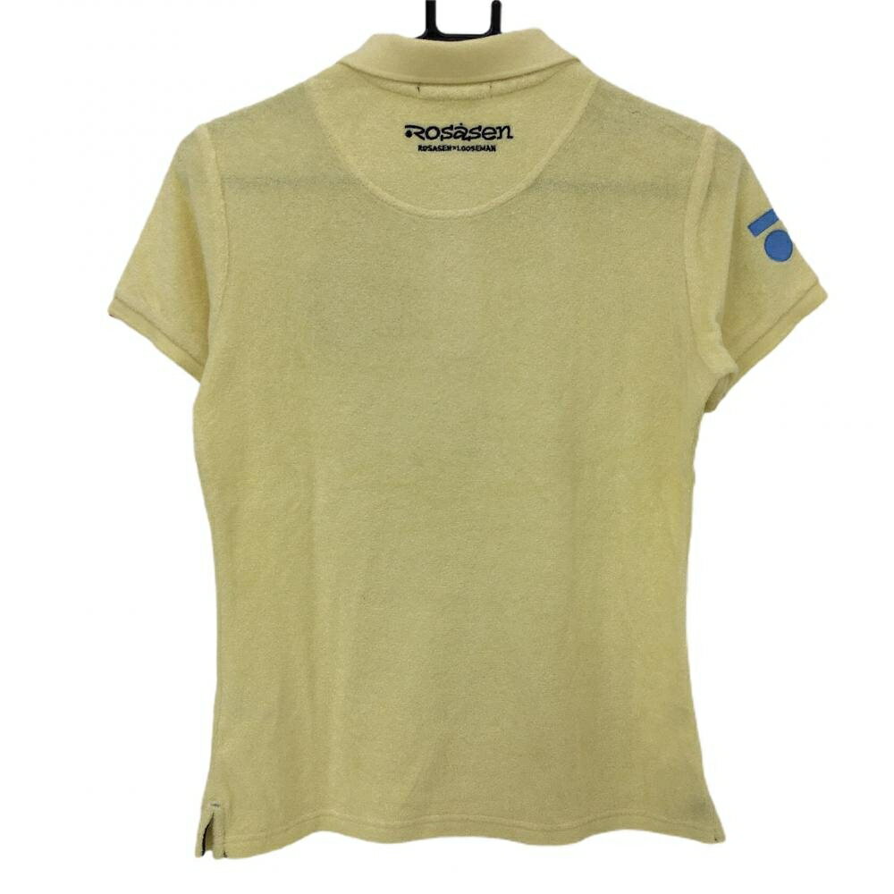 【超美品】ロサーセン 半袖ポロシャツ イエロー パイル地 ワッペン レディース M ゴルフウェア Rosasen