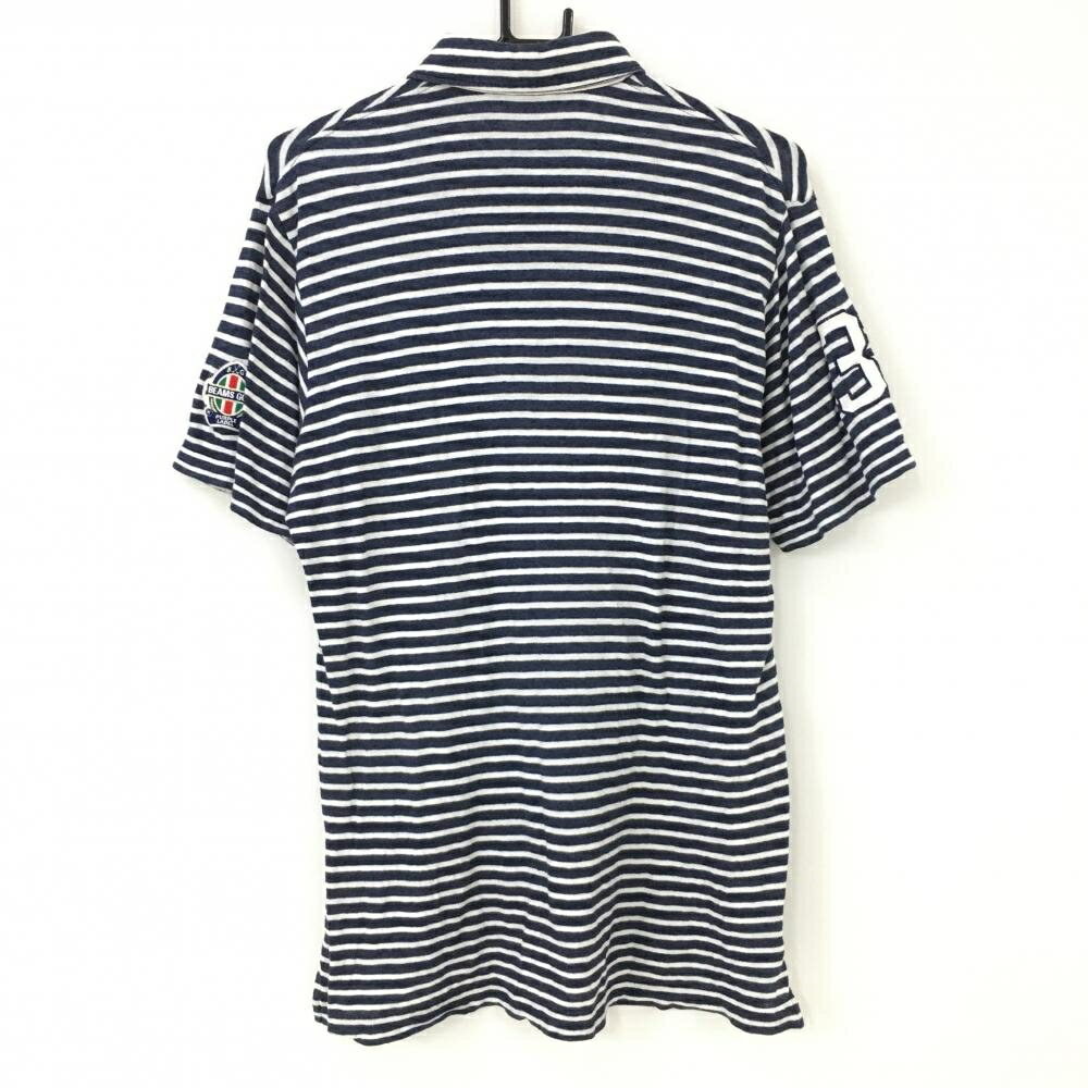 ビームスゴルフ 半袖ポロシャツ ネイビー×白 ボーダー メンズ M ゴルフウェア BEAMS GOLF