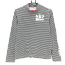 ★特価★ニューバランス 長袖ハイネックシャツ 黒×白 ボーダー フロッキープリント ストレッチ レディース 2(L) ゴルフウェア New Balance