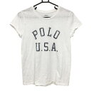 ★特価25%OFF★【美品】ポロラルフローレン Tシャツ 白×ネイビー ビッグプリント レディース S ゴルフウェア Ralph Lauren