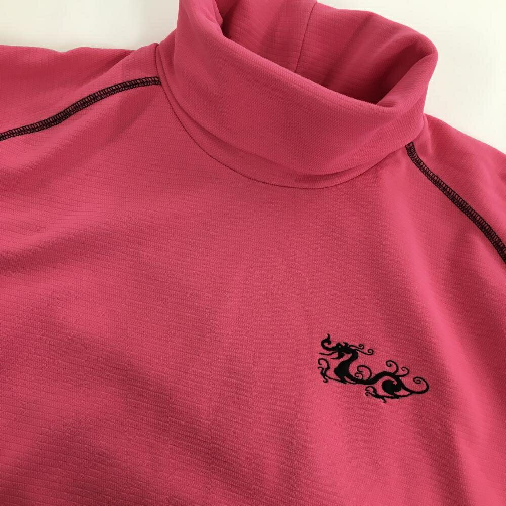 【超美品】ダンスウィズドラゴン 長袖タートルネックシャツ ピンク×黒 裏起毛 メンズ 3(L) ゴルフウェア Dance With Dragon