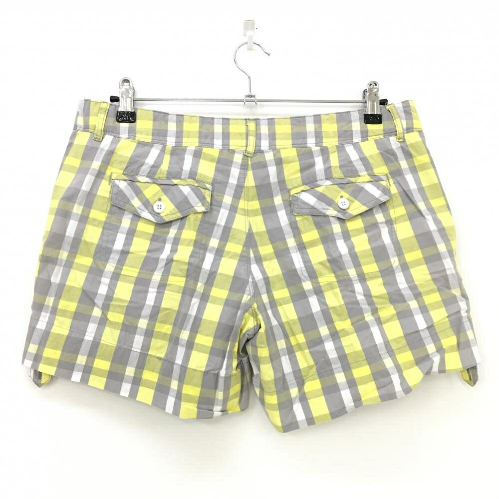 【美品】ナイキ ショートパンツ イエロー×ライトグレー チェック レディース 12/G/G ゴルフウェア NIKE