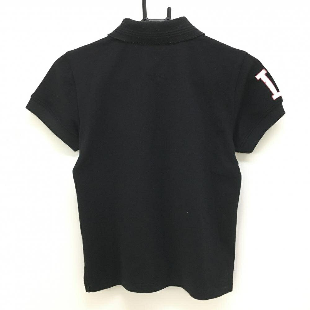 マークアンドロナ 半袖ポロシャツ 黒×白 胸ミニポケット レディース S ゴルフウェア MARK＆LONA