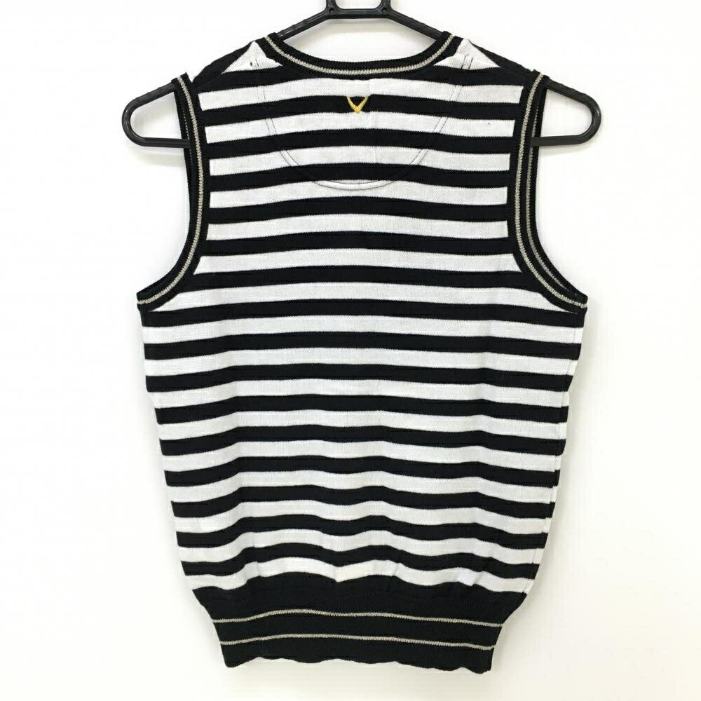 キャロウェイ ニットベスト 黒×白 ボーダー柄 総柄 ラメ糸 レディース M ゴルフウェア Callaway 2