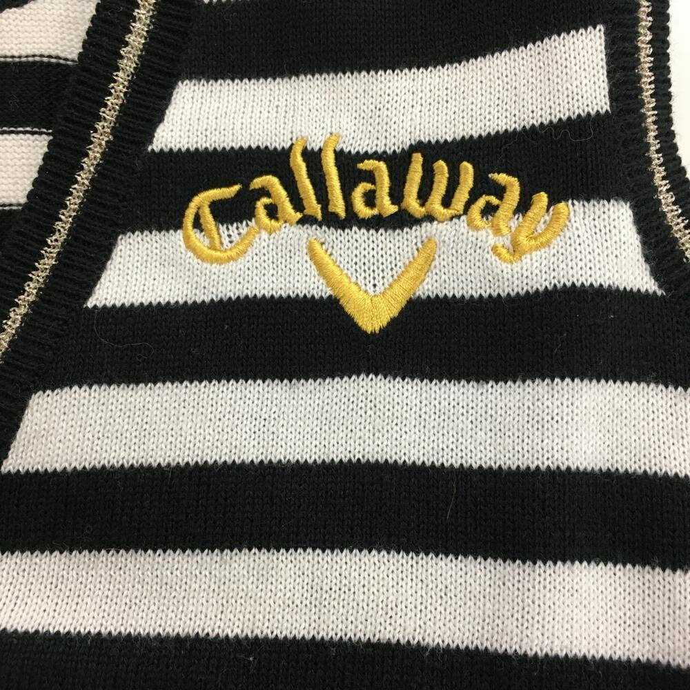 キャロウェイ ニットベスト 黒×白 ボーダー柄 総柄 ラメ糸 レディース M ゴルフウェア Callaway 3