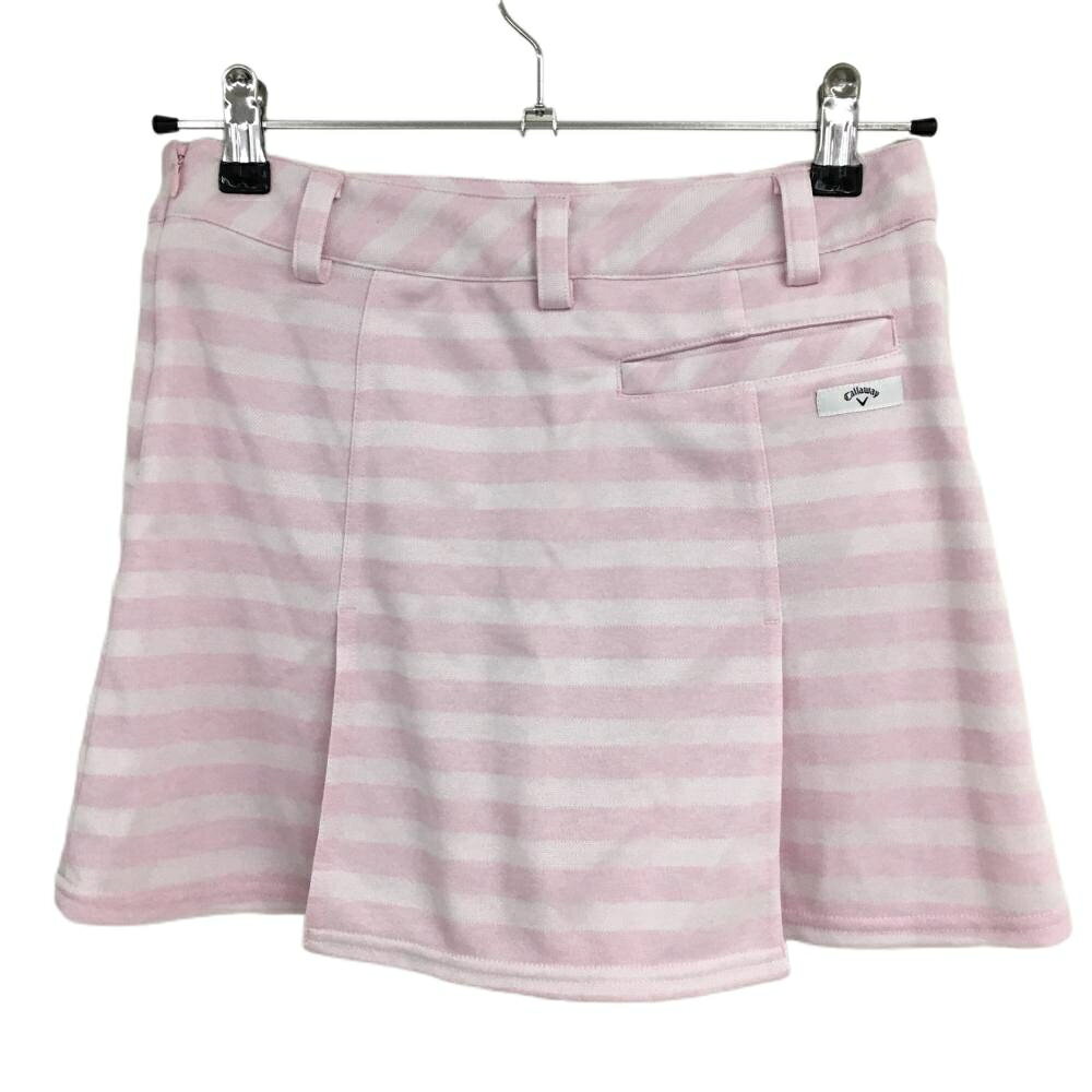 【超美品】キャロウェイ キュロットスカート ピンク×白 ボーダー柄 総柄 レディース S ゴルフウェア Callaway
