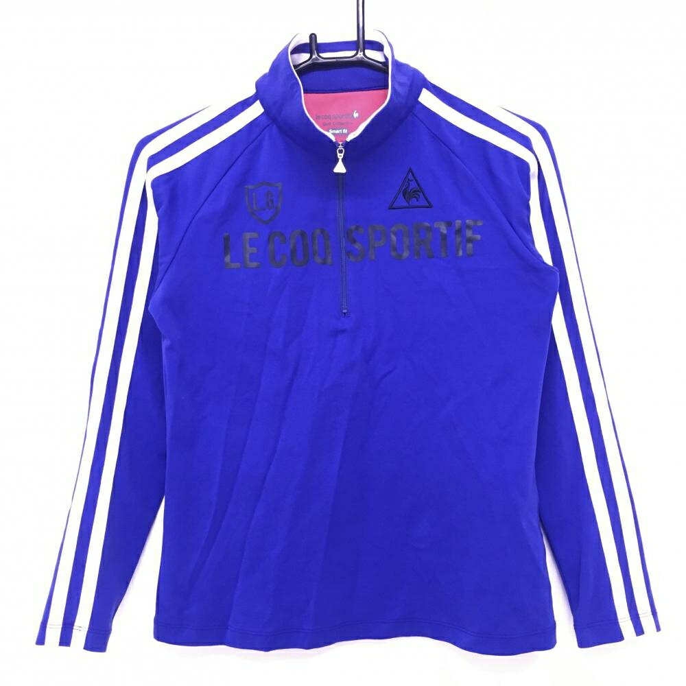 Le Coq - 【美品】ルコック 長袖ハイネックシャツ パープル×白 ロゴ刺しゅう ハーフジップ レディース L ゴルフウェア le coq sportif