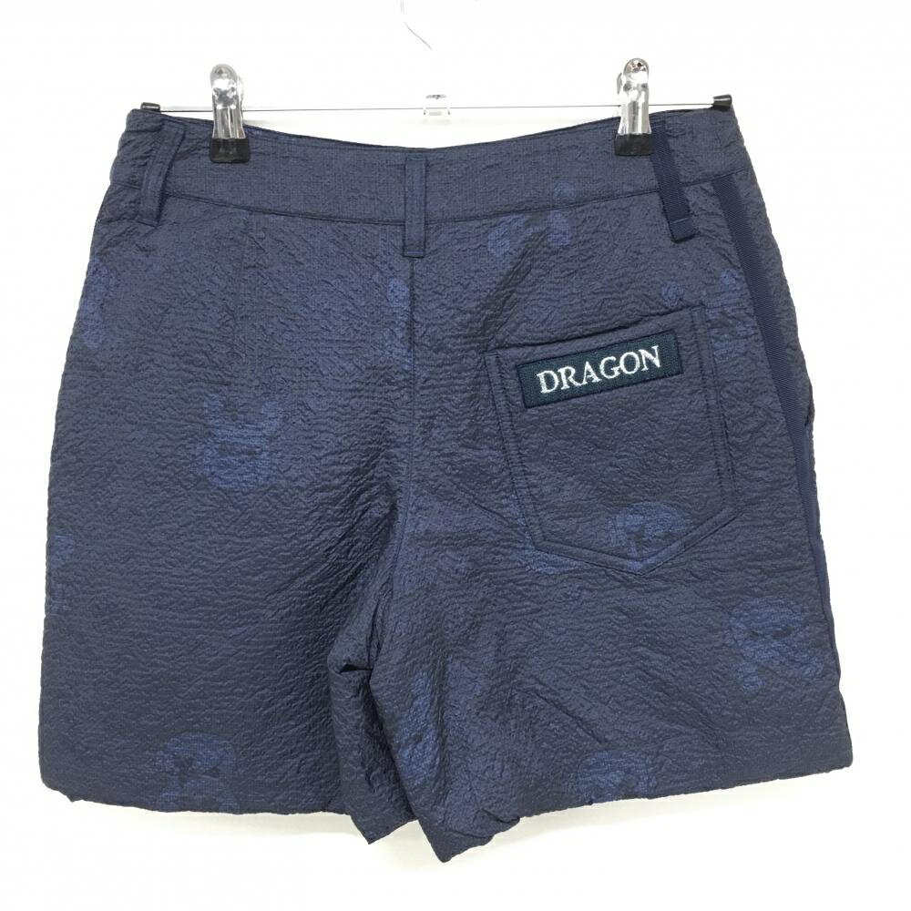 【超美品】ダンスウィズドラゴン キュロットスカート ネイビー チビドラ総柄 凹凸生地 レディース 2(M) ゴルフウェア Dance With Dragon