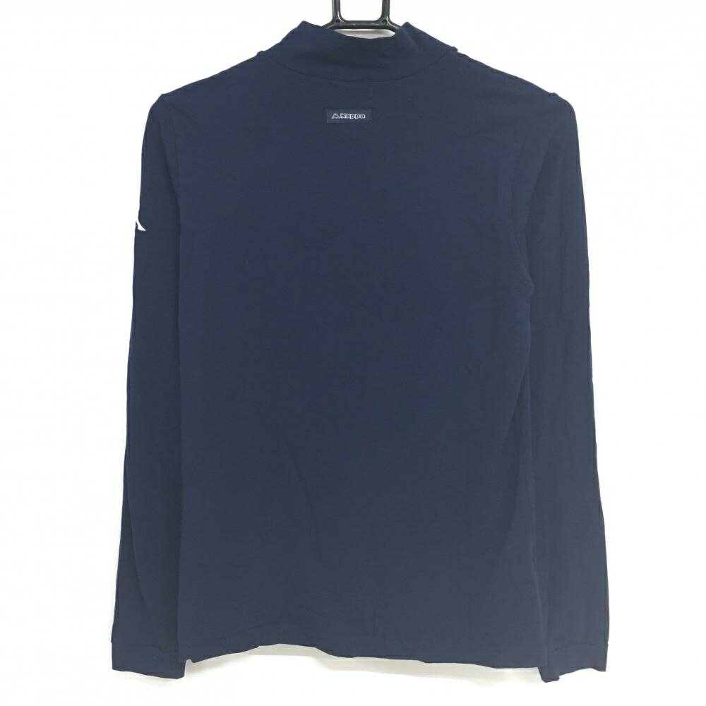 【超美品】カッパ 長袖ハイネックシャツ ネイビー×ピンク ロゴ刺しゅうワッペン コットン混 レディース L ゴルフウェア Kappa 2