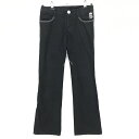 ★特価★ダンスウィズドラゴン パンツ 黒×白 スカル刺しゅう レディース 2(M) ゴルフウェア Dance With Dragon